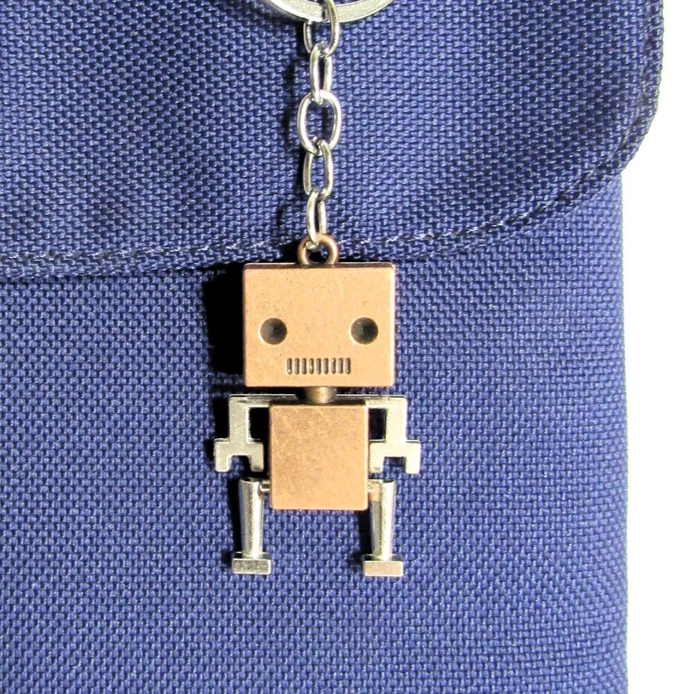 ROBOT PURSE CHARM KEY CHAIN METAL, MOVING ARMS AND LEGS